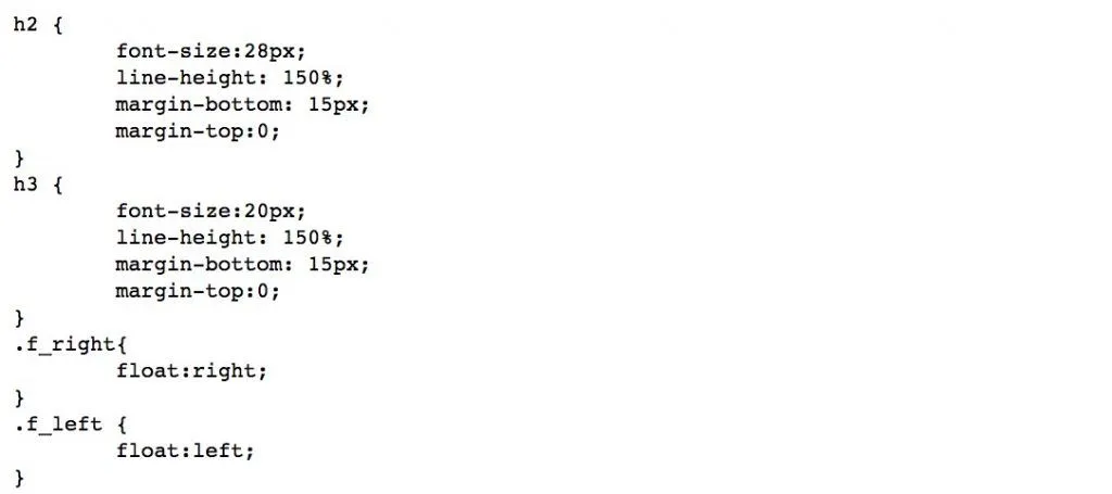 standard css code