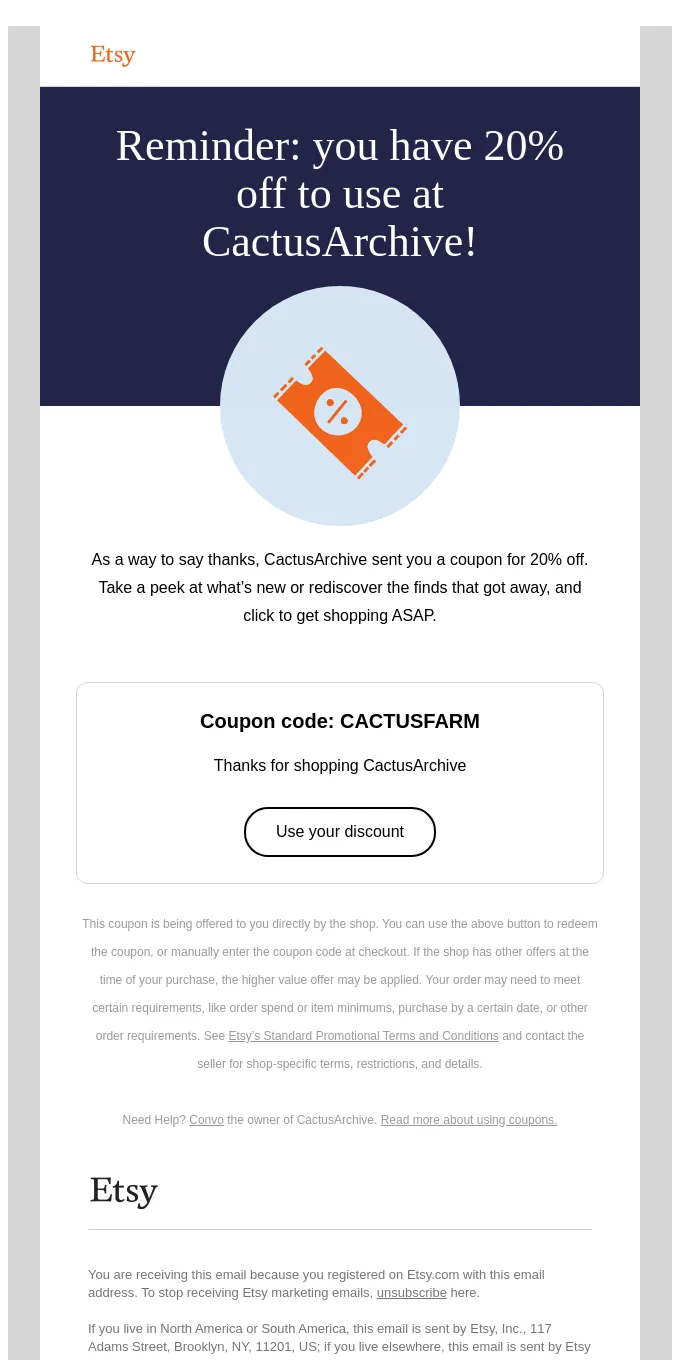 Example of eCommerce personalization: Etsy