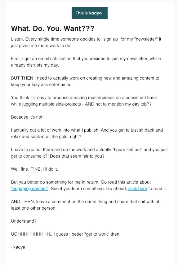 This is Nadya Newsletter Example