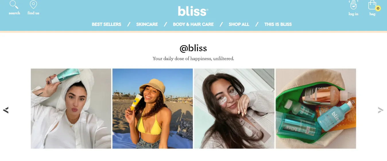 Bliss showcase their customers on their website