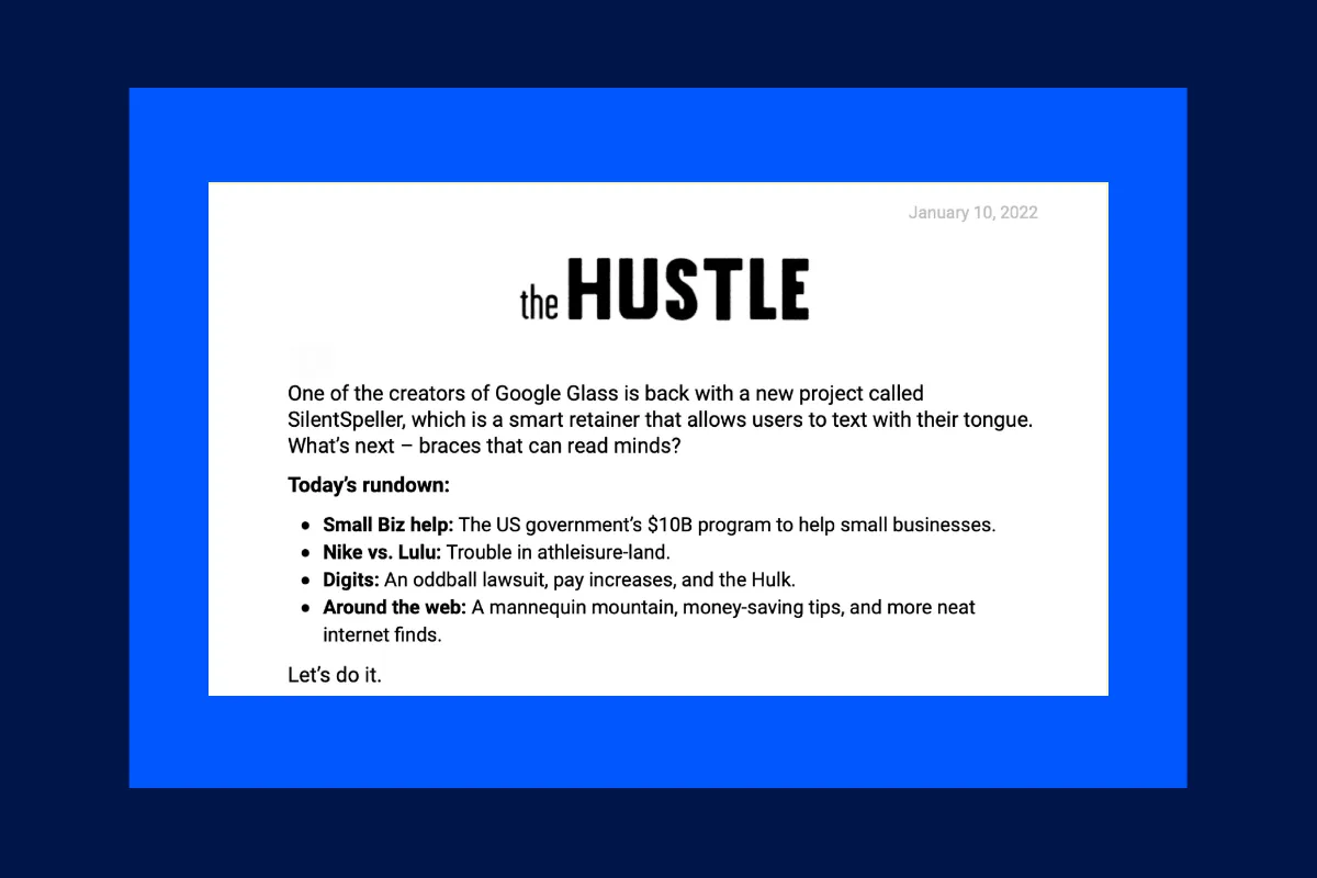 Hustle email header