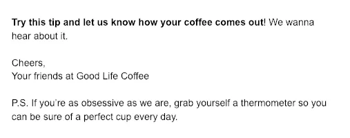 Punchline Email Example Continued