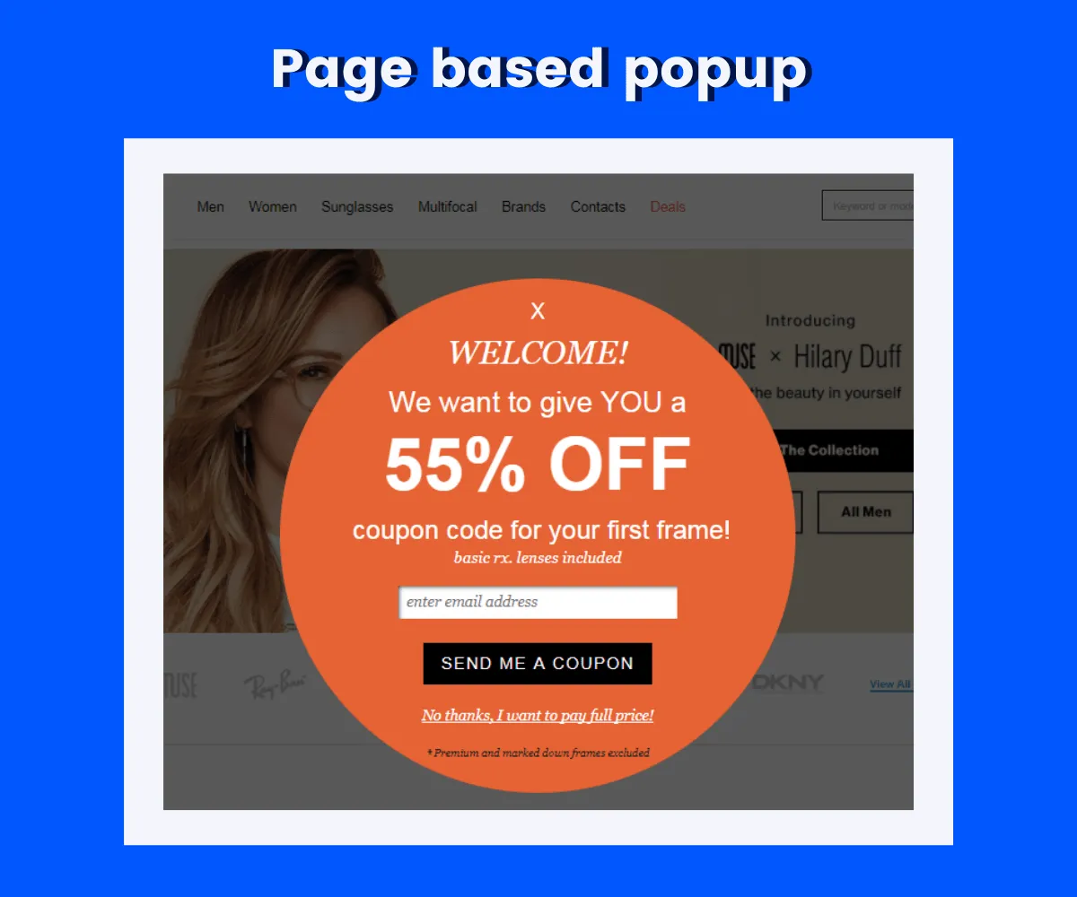 page-based popup