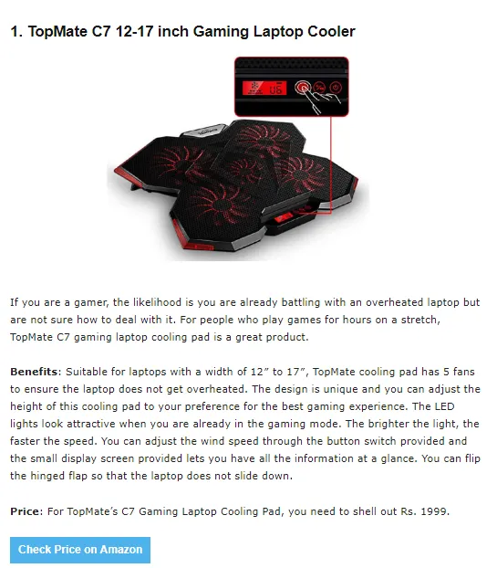 product description page screenshot
