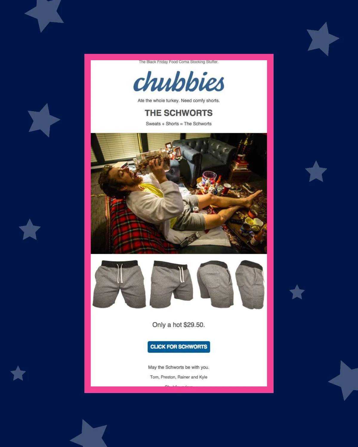 Inspirational BFCM example: Chubbies