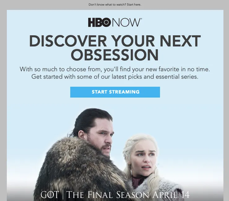 hbo email CTA