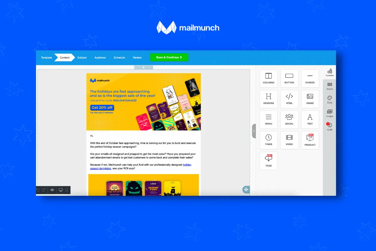 customize your email templates with mailmunch