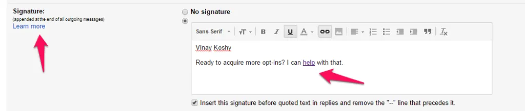 Gmail Settings Signature