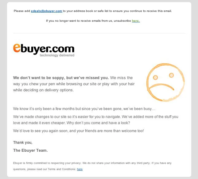 ebuyer Customer Retention Email