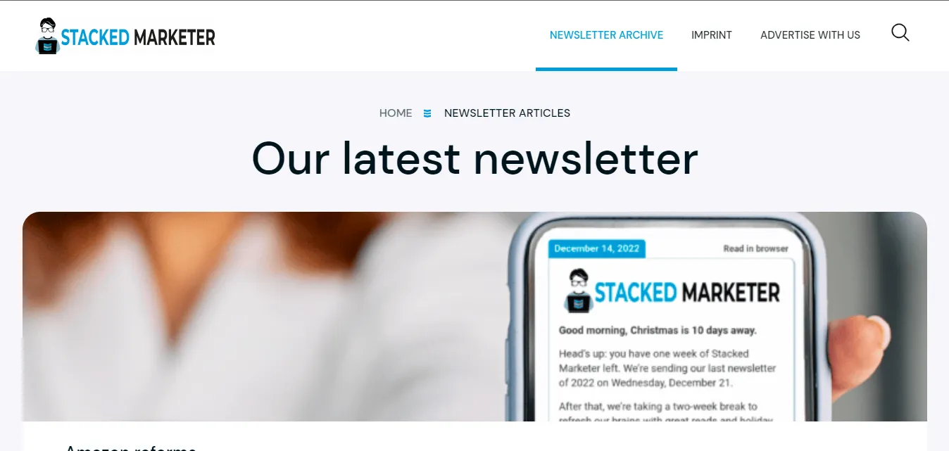 Best marketing newsletter example: Stacked Marketer