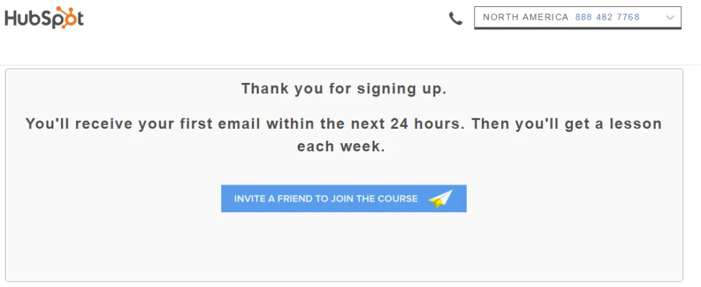 HubSpot Thank you page