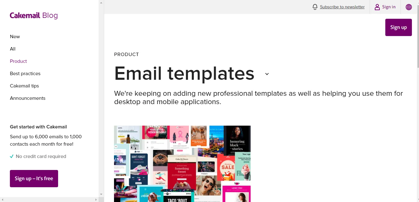 Email marketing template platform: Cakemail