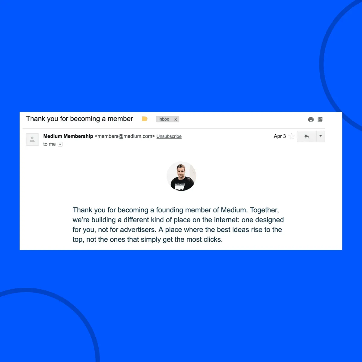 Thank you note for becoming a member