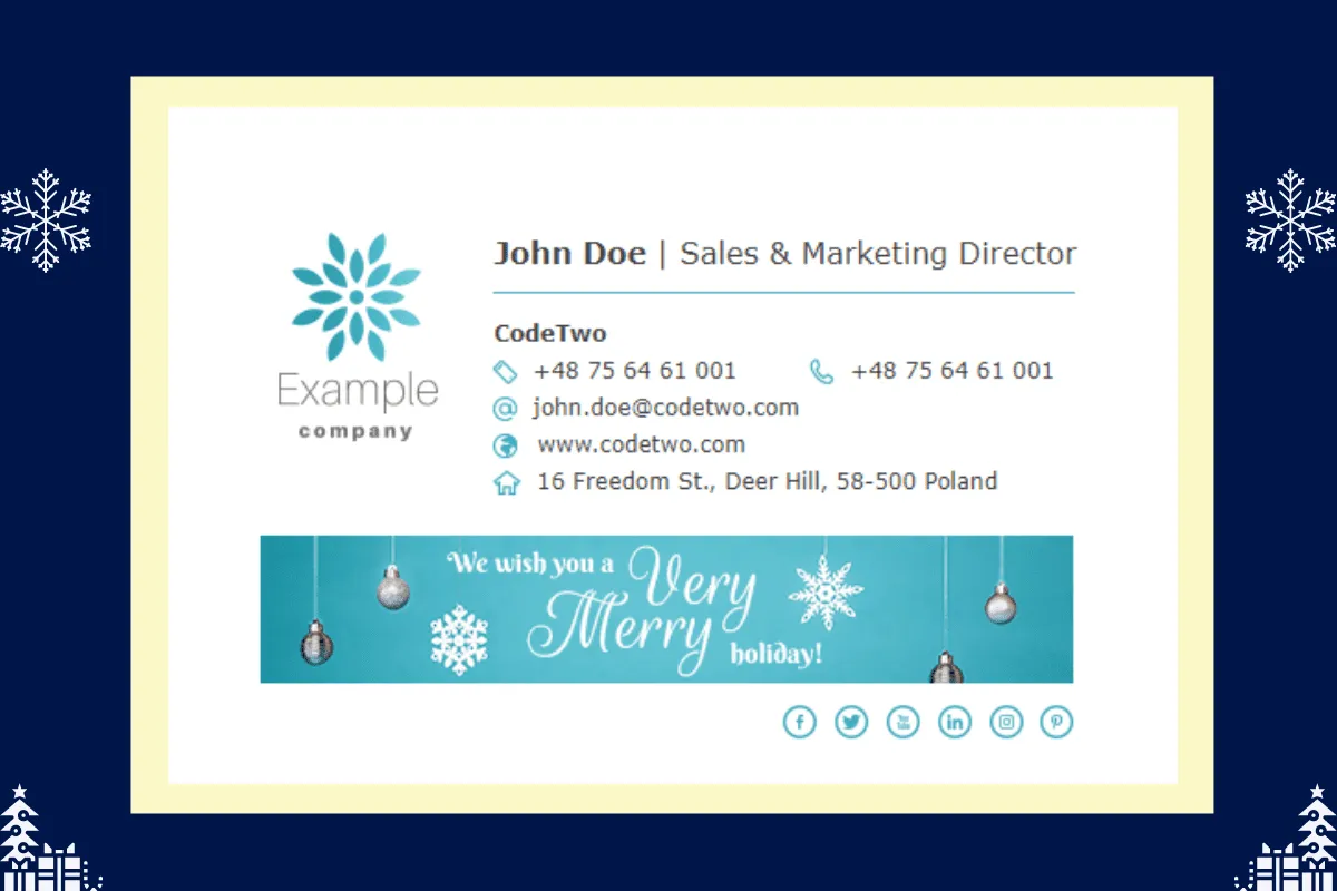 Holiday theme footer for email