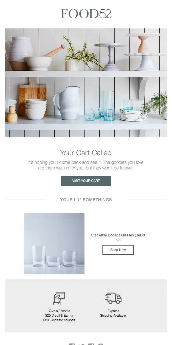Cart abandonment email example