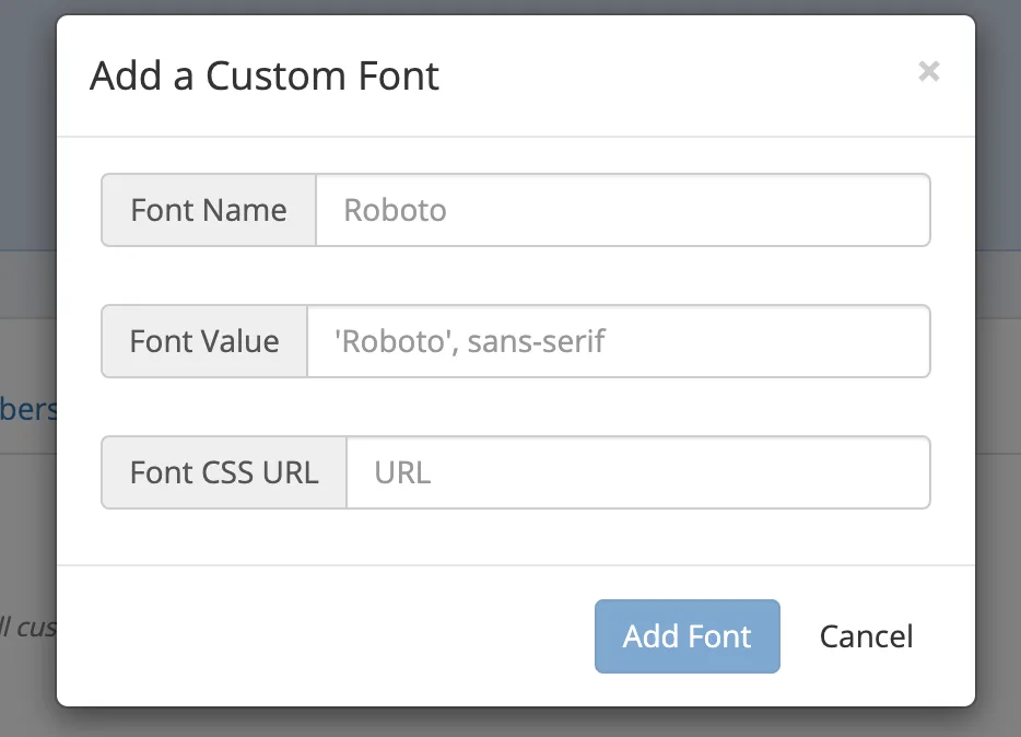 custom fonts option in mailmunch app