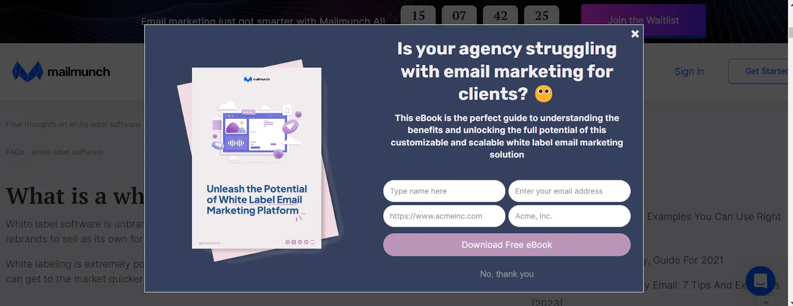 Marketing automation example: Gated content