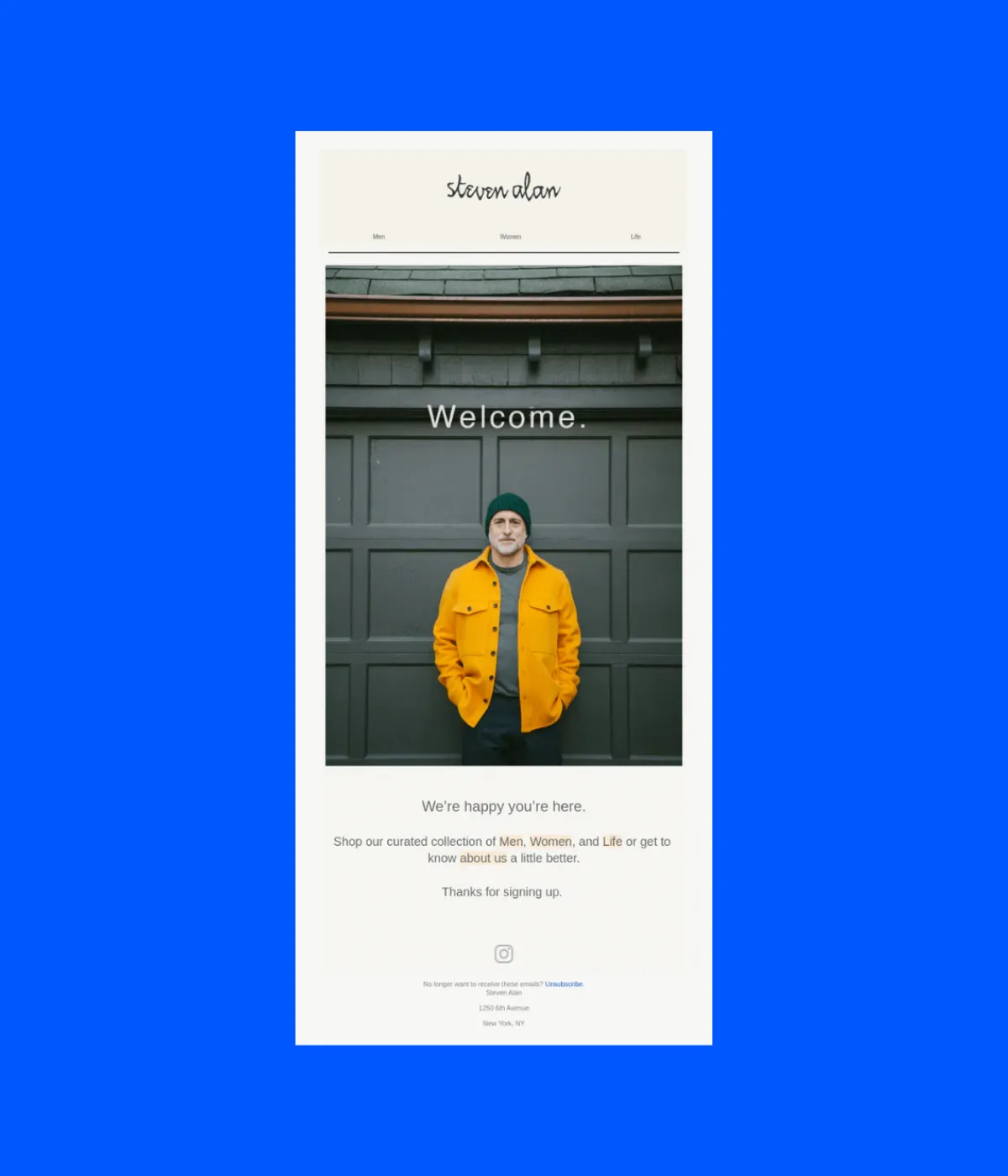 Steven Alan thank you email