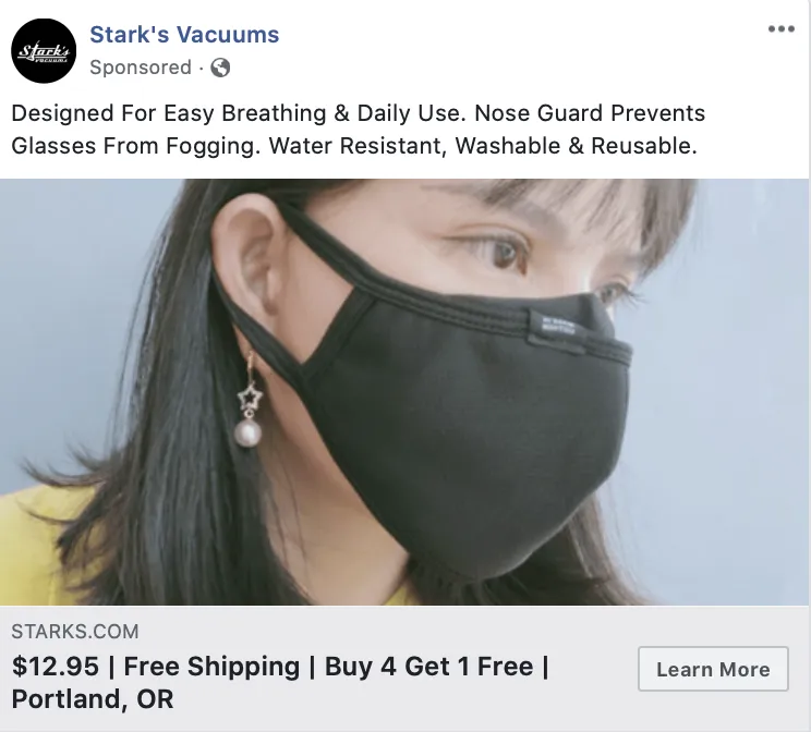 An example of effective use of keywords in an ad’s title