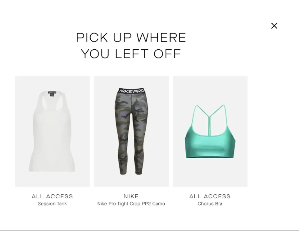 Example of eCommerce personalization: Bandier