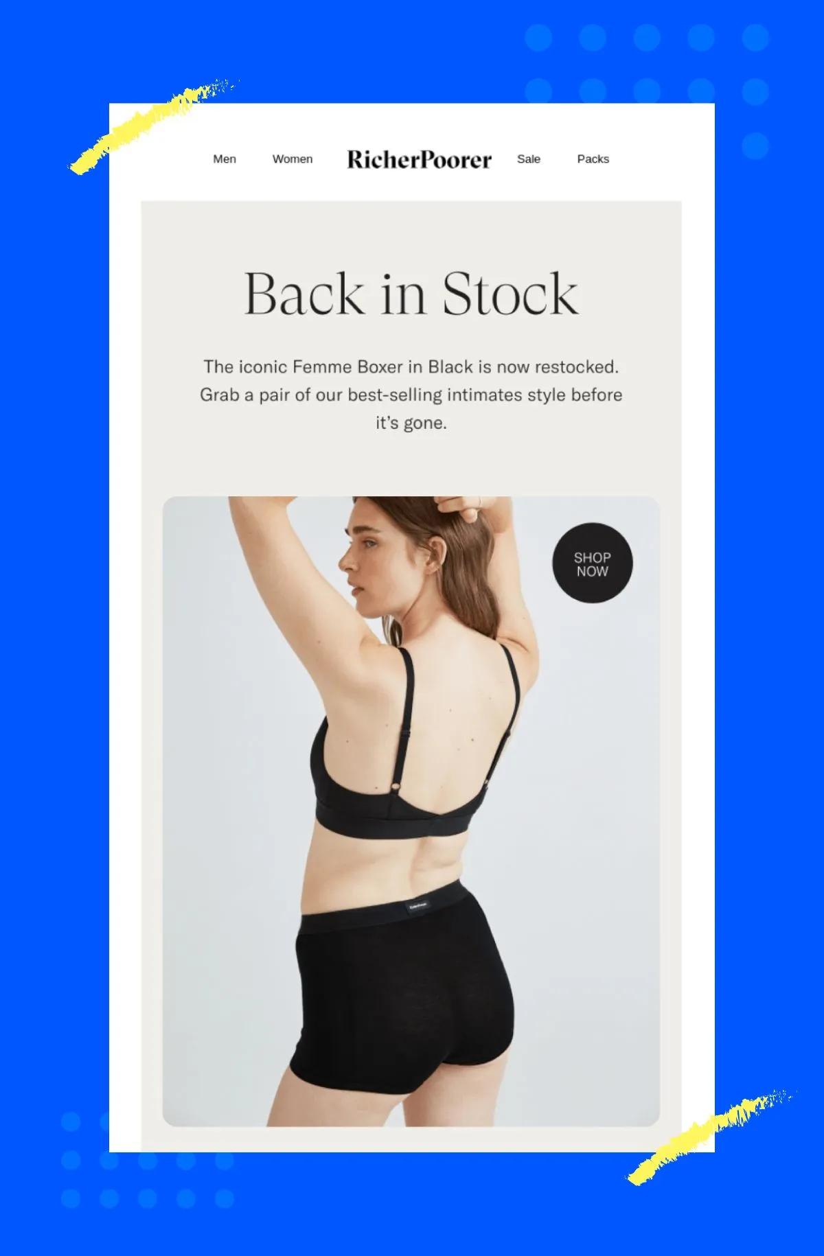 back in stock email example