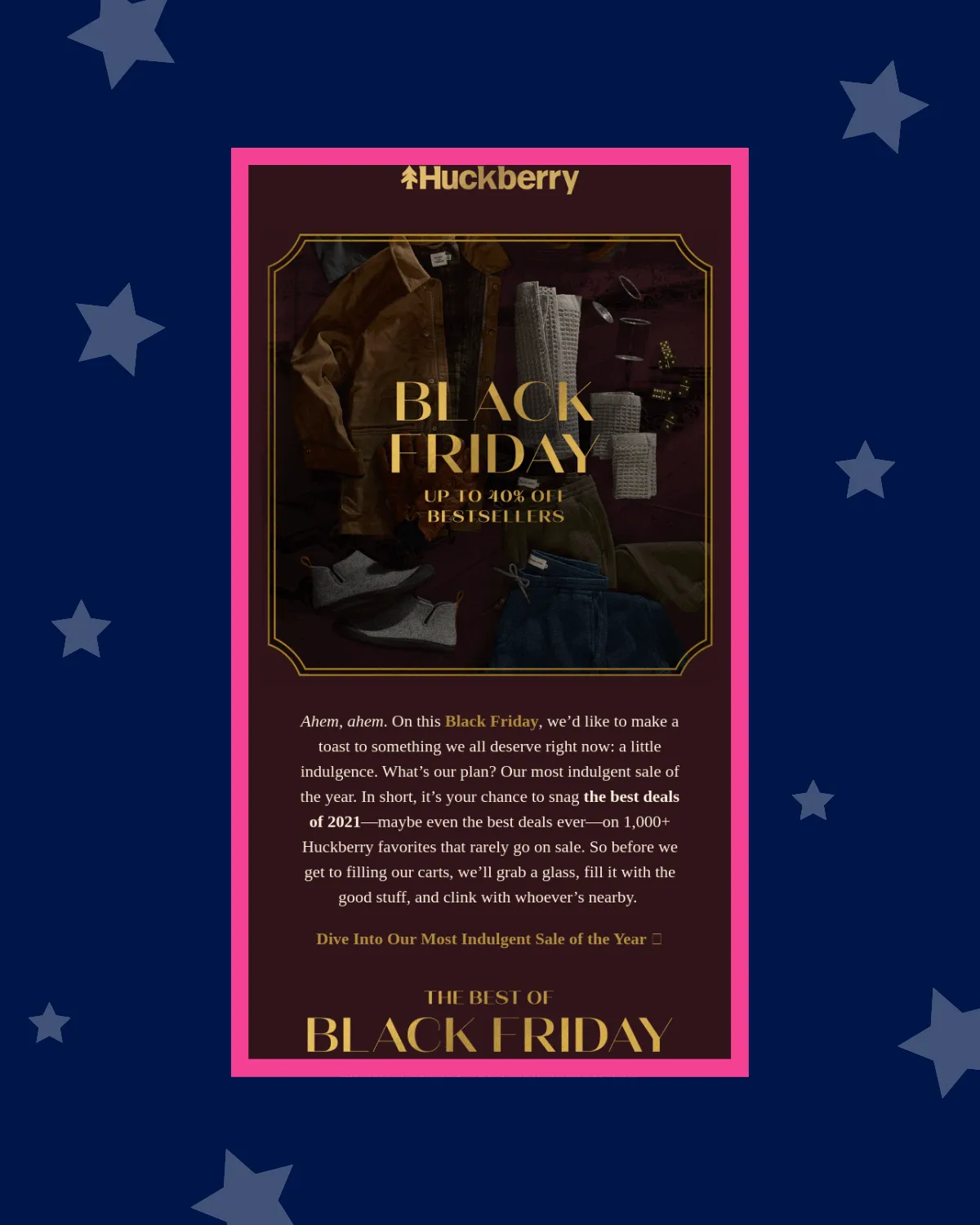 Inspirational BFCM email example: Huckberry