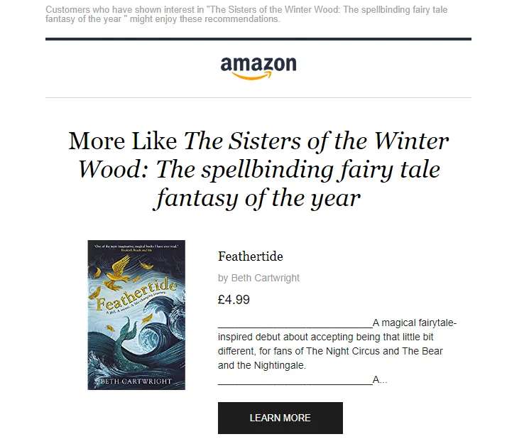 Newsletter signup email exampe: The purchase