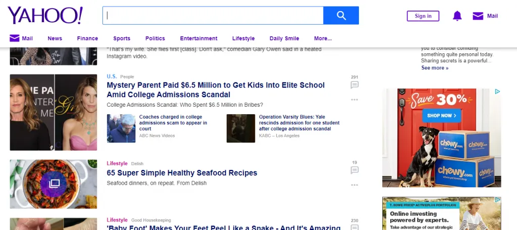 yahoo homepage