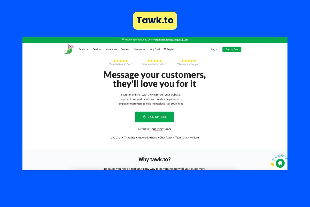 Best lead generation tool - Tawk.to