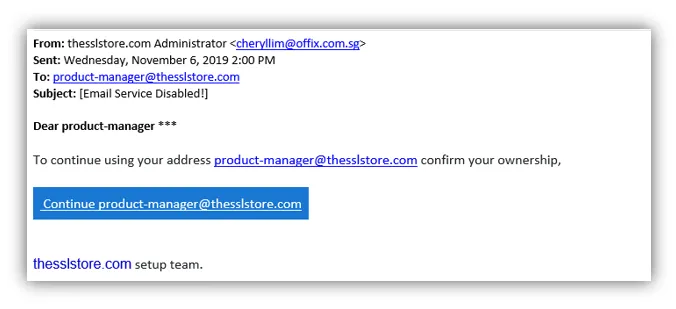 Spoofing email example