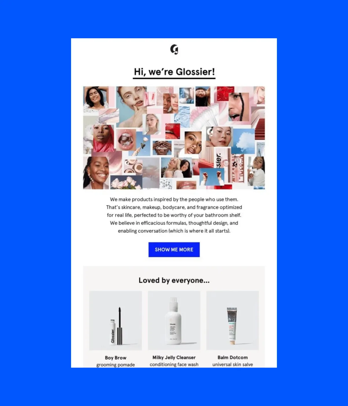 Glossier's hello email