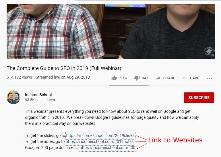 seo webinar screenshot hosted on youtube