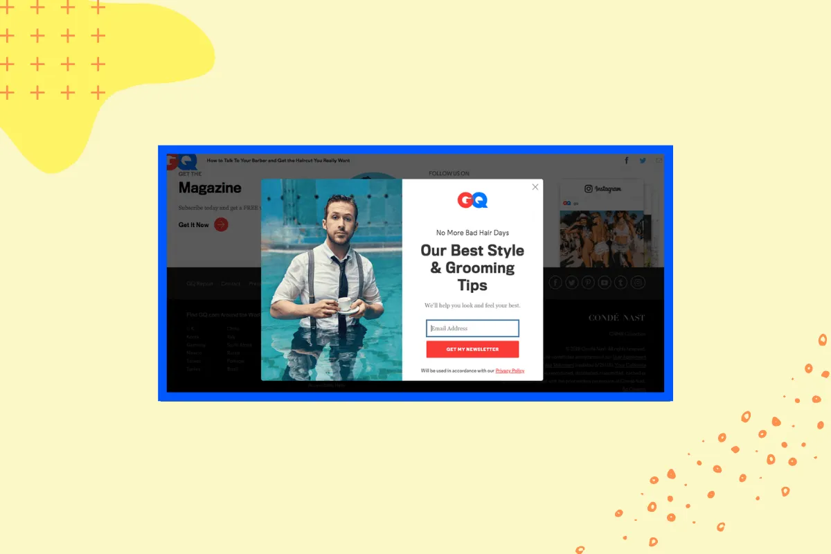 Newsletter popup example