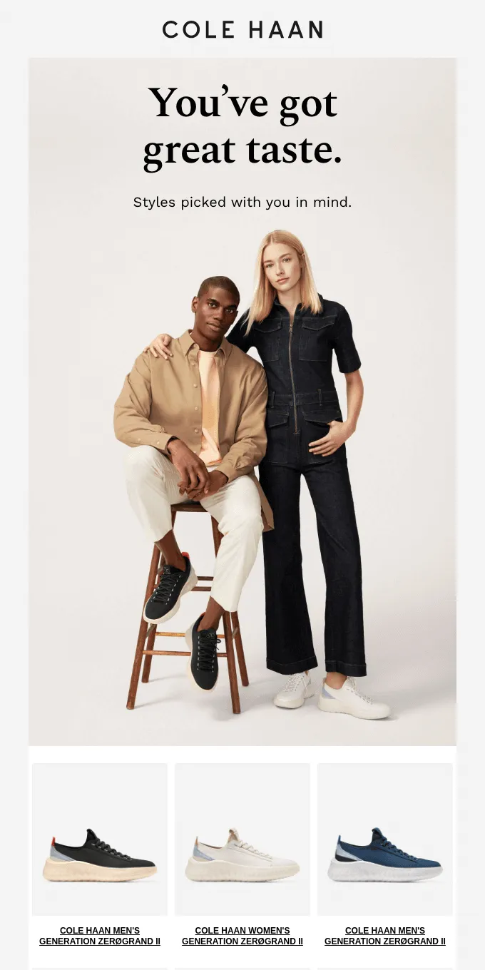 Personalized email example: Cole Haan