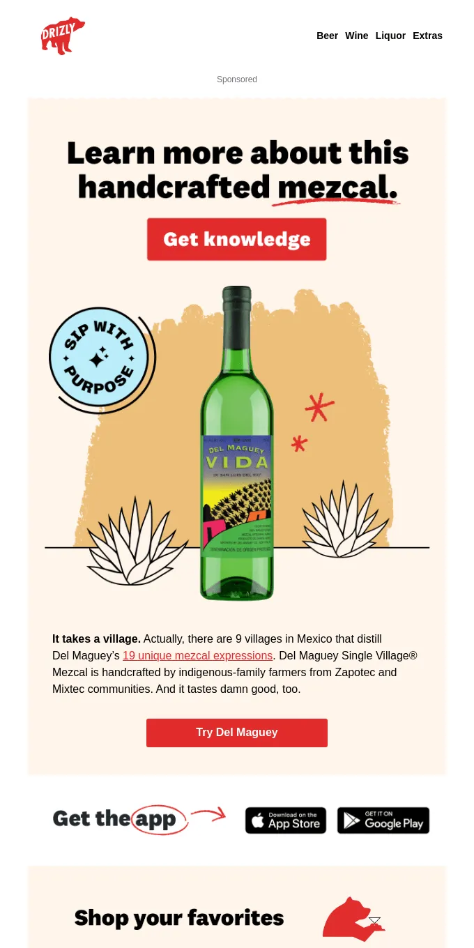 Example of CTA placement in an email