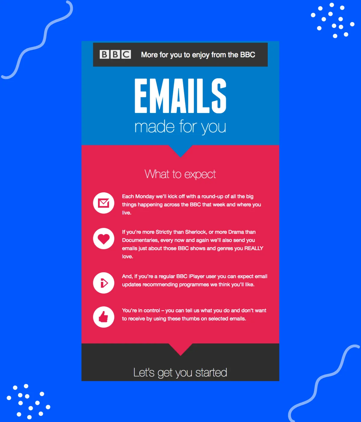 Welcome emails - BBC example