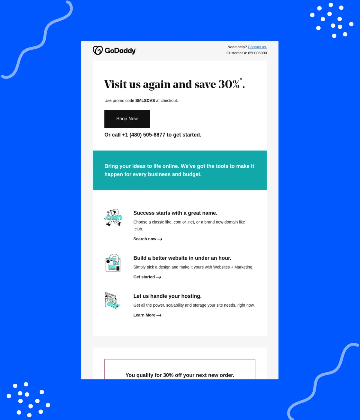 Reactivation emails - GoDaddy example