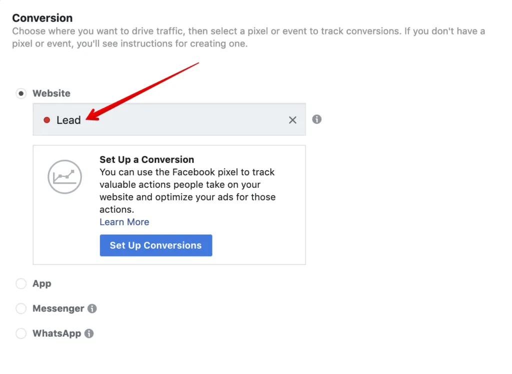Ad manager conversion options