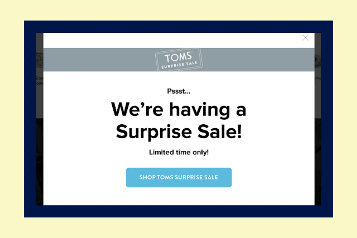 Urgency-promoting CTA (TOMS)