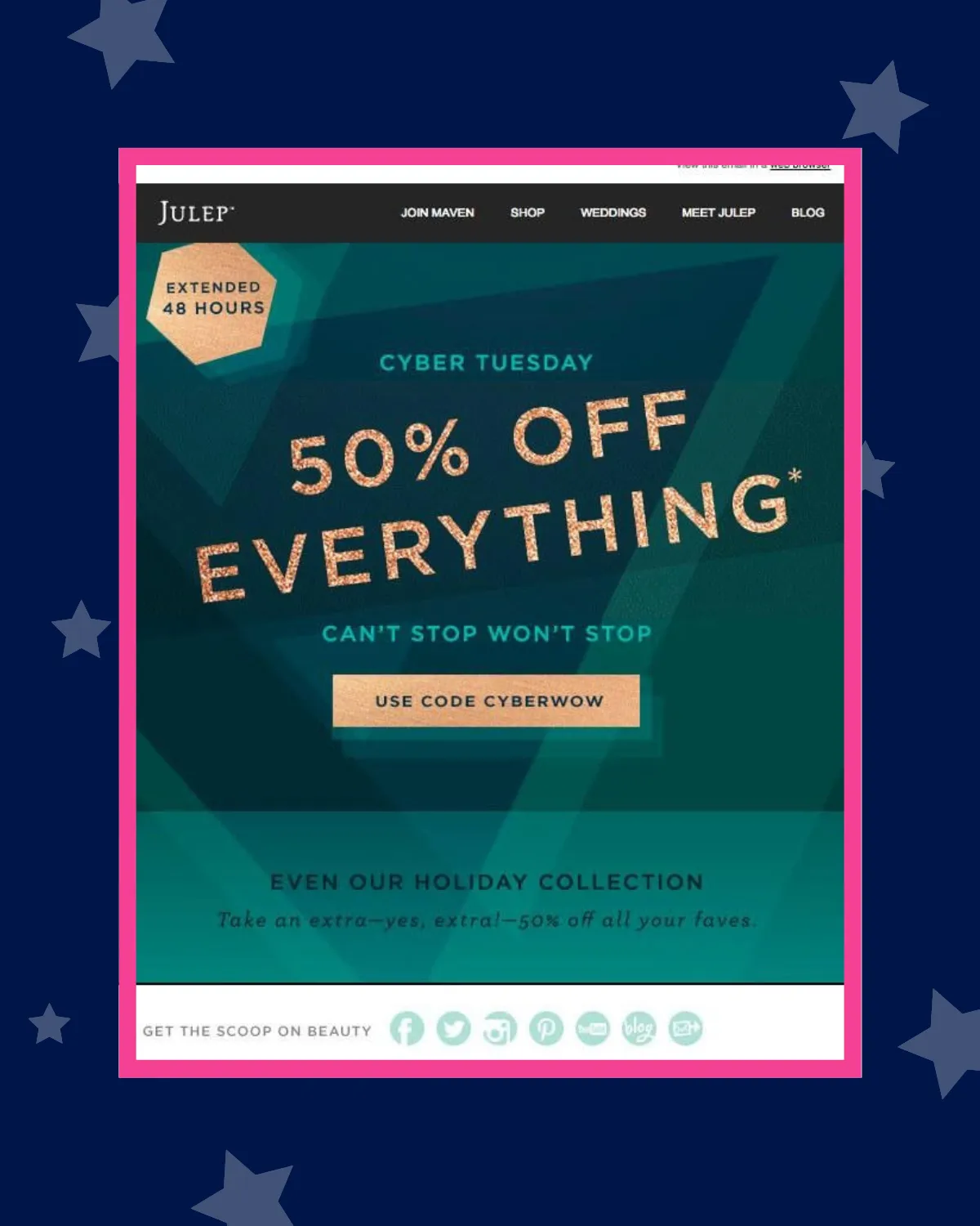 Inspirational BFCM email example: Julep