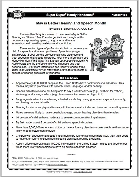 May newsletter idea: Better hearing and speech month
