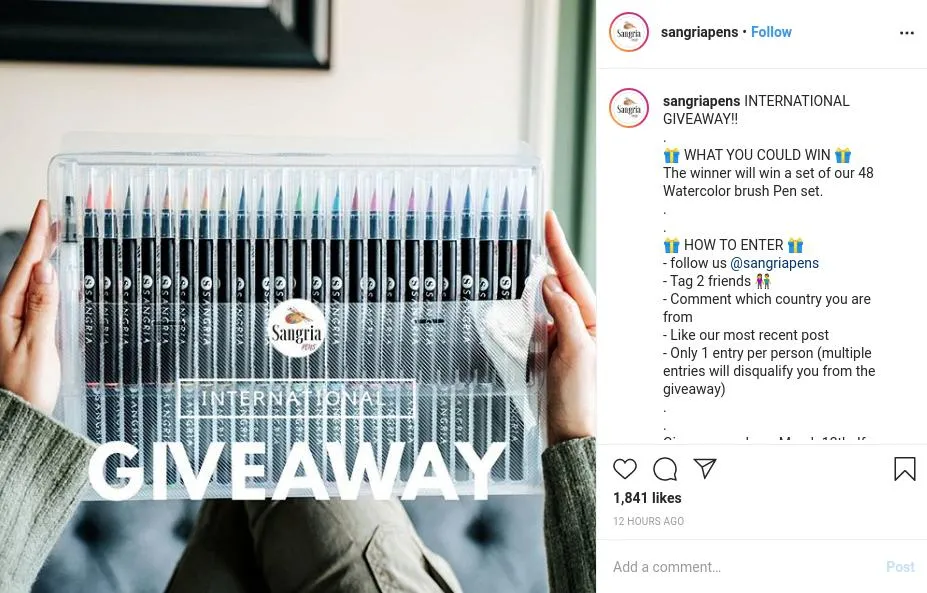 instagram giveaway caption