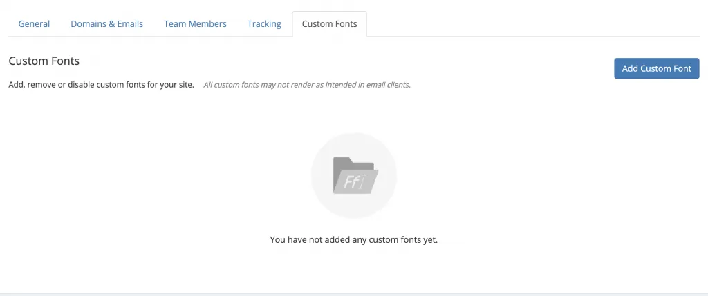custom fonts tab in mailmunch app