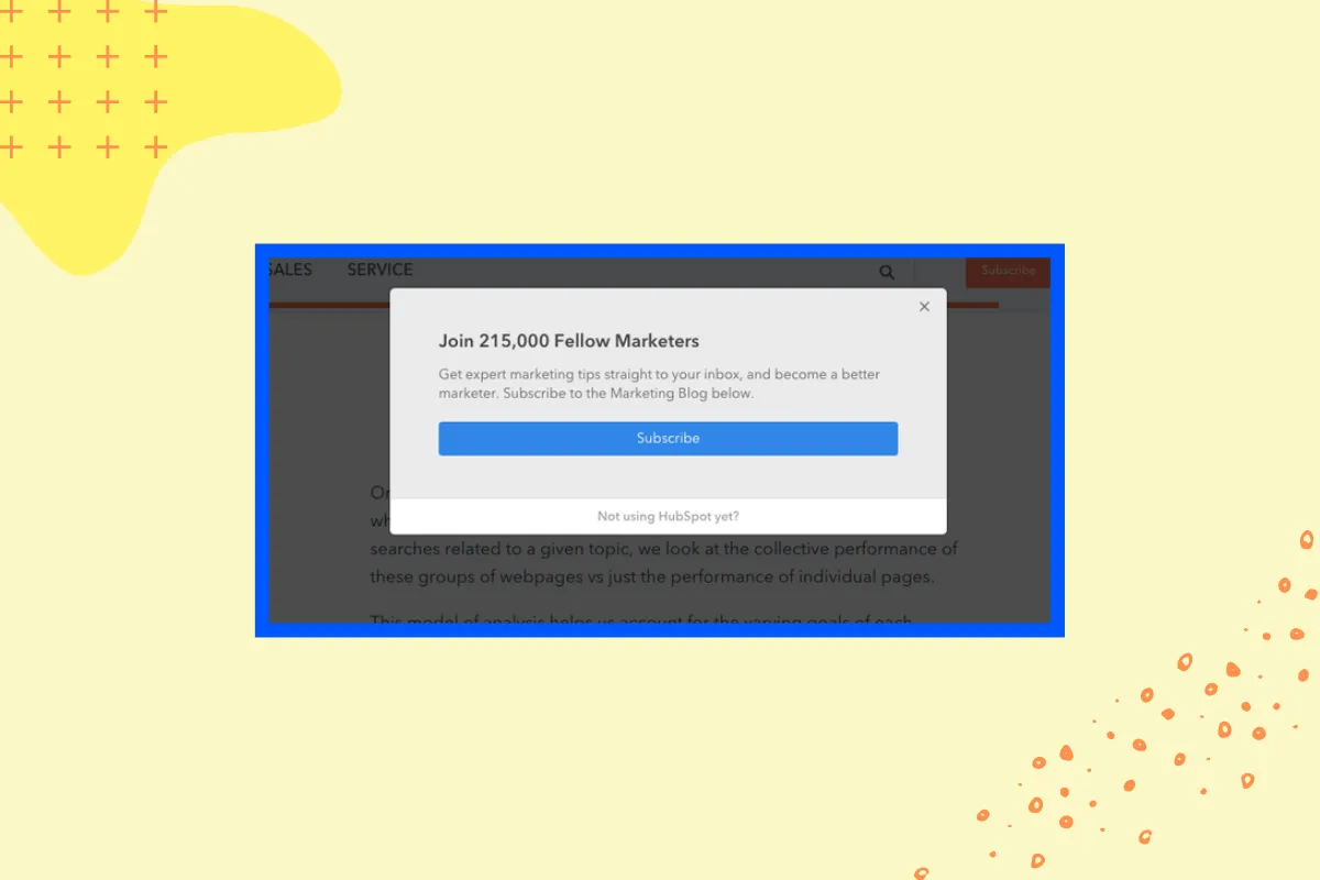 Collecting emails popup example