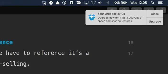 upselling in dropbox
