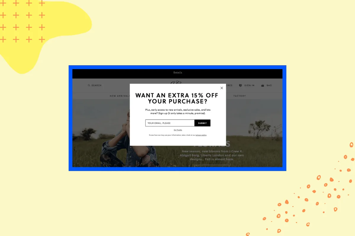 Discount popup example