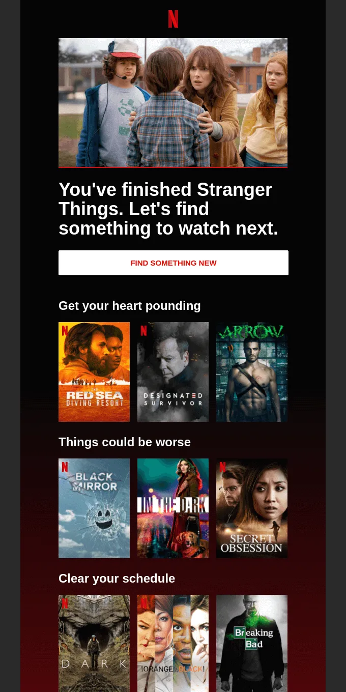 Personalized email example: Netflix