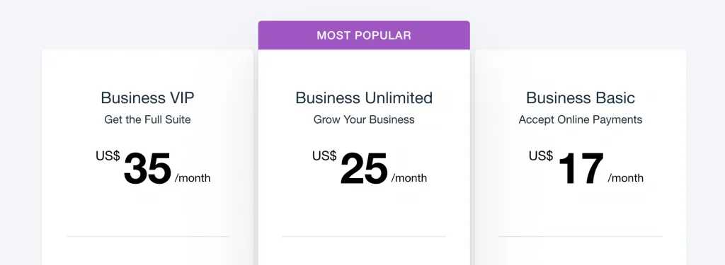 wix pricing table