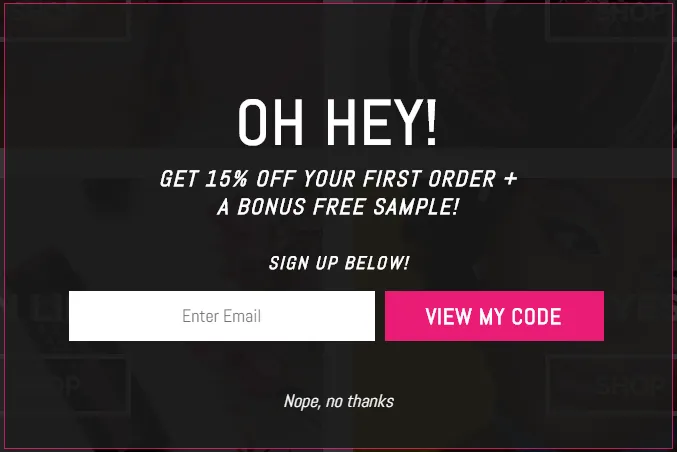 Newsletter signup email example: The Sample