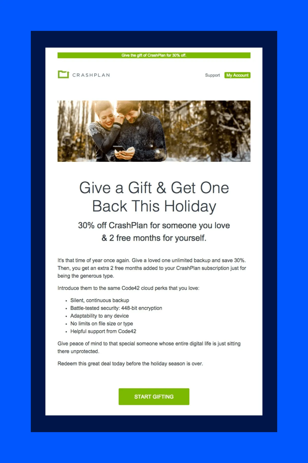Crash Plan promotional email